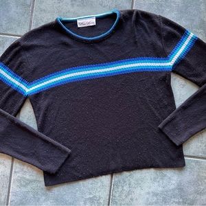 VTG 90s Black w/ Electric Blue Stripe Knit Avenue Sweater Top